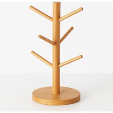 Peri Store Ahşap Bambu Kupa Bardak Askısı 6'lı Stand Doğal Mutfak Tezgahı Için Kupa Standı Bardak Tutucu Modern Dekoratif Dayanıklı Kolay Kurulumlu Organizer (Yuvarlak)