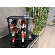 Peri Store 6 Bölmeli Tezgahüstü Şarap Standı Model-1 Siyah