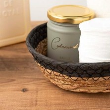Peri Store 15293 Çok Amaçlı Yuvarlak Dekoratif Hasır Sepet Düzenleyici Organizer Ekmeklik - Siyah