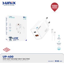 E-Kervan Sunix 45W Akıllı Şarj Ve Gan Teknolojisi Type-C Girişli Tüm Cihazlar Samsung İphone Serisi Orjinal Ce Lisanslı Şarj Cihazı Yeni Nesil Son Teknoloji