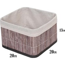 Peri Store Bambu Çok Amaçlı Saklama Kutusu Düzenleyici Kare Organizer, Dekoratif Bambu Düzenleyici Gri (20X20X13CM)