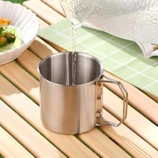 Assess Store Çelik 250 ml Katlanır Kulplu Kahve Kamp Bardağı Fincanı