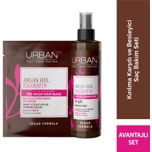Urban Care Argan Oil & Keratin Kolay Kırılan Yıpranmış Saçlara Özel Sıvı Saç Bakım Kremi ve Maske 2'li Set-Vegan
