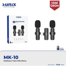 E-Kervan Sunix Yaka Mikrofonu iphone ve Type-C Telefonlara Uyumlu Kablosuz Yaka Mikrofonu Tak Çalıştır Orjinal Sağlam