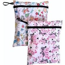Assess Store Yorni 2 Adet, 37 x 30 Cm, Mom ve Desen, Sıvı Geçirmeyen Çok Amaçlı Çanta, Ekonomik Set, Yıkanabilir