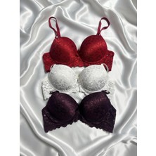 Gold Night Kadın Dantelli Desteklli Balenli Push Up Dolgulu Soft Sütyen Üçlü Paket