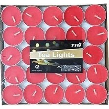 Peri Store - Tealight Kırmızı Yuvarlak Mum 50 Adet