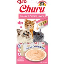 Ciao Churu Cream Ton Balıklı ve Somonlu Kedi Ödülü 4 x 14 gr Karışık Tatlı Ödül