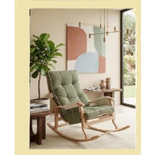 Herev Salanan Sandalye /ahşap Koltuk/ Keten Kumaşlı Berjer /orijinal Ahşap Tekli Baba  Koltuğu