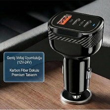 Assess Store 78W Hızlı Şarj Destekli 2x Type-C 1x USB Girişli Araç Çakmaklık Hızlı Şarj Aleti 3A