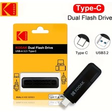 Kodak 128Gb.Type-C ve Usb 3.1 Flash Bellek Type-C girişli Tüm Telefonlara Ve İphone 15/16/17 Serisi Uygun Otg Çift Giriş Metal Sağlam Orjinal