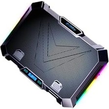 Assess Store 8x Turbo LED Fan - 10 Modlu Rgb - LCD Ekran - Ayarlabilir Fan Hızı - 7 Kademeli Stant - 2x USB - Metal Mesh Zemin Notebook Soğutucu