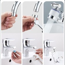 Assess Store 1080 Derece Dönebilen Robotik Kol Musluk Başlığı, Krom Kaplama, Modern, Lavabo Uzatma Aparatı (Filtreli 1080)