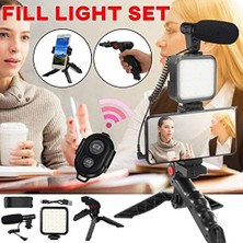 Assess Store Profesyonel Vlogging Seti Video Kiti Mikrofon LED Işık Telefon Tutucu Kumandalı Selfie Vlog Tiktok Youtube