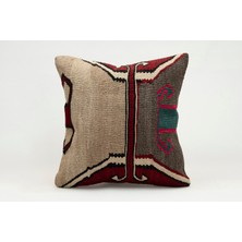 Kilim Wholesale El Yapımı Kilimden Yapılmış Vintage Kırlent Kılıfı, Yün, 40X40 cm