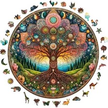 Assess Store Ahşap Puzzle Yetişkin - Kozmik Yaşam Ağacı - 252 Parça, 29 x 29 cm - Yapıştırıcı Folyo Dahil - Benzersiz Şekilli Parçalar & Özel Figürler - A1-08