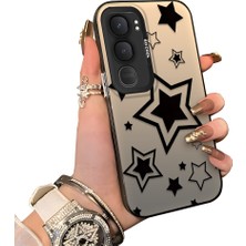 HONTINGA Vivo Y31 5g ile Uyumlu Kılıfı Silikon Kenar Sert Arka Düşüme Önleyici Basitlik Anti Düşme Kamera Korumali Yıldız Desen Telefon Kılıfı Kadın ve Erkek Için Uygundur K1-0709