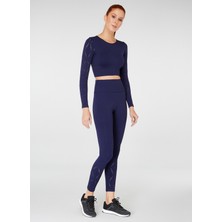 Jerf Naples Uzun Kol Crop Top Econyl Lacivert