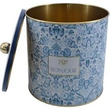 Peri Store Evle-Azulejos Desenli Erzak Saklama Kabı - Metal Saklama Kabı 17,5 cm x 18 cm (Azulejos Bonjour)