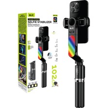 Sarftech Rgb Işıklı Gimbal Selfie Çubuğu 360° Dönebilen Titreşim Önleyici 102CM Tripodlu Bt5.2 Işık Destekli Selife Çubuğu