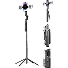Sarftech Dual Işıklı Gimbal Selfie Çubuğu 1.8 Metre Ayarlabilir Yüz Takipli 360° Tripodlu Bluetooth Kumandalı Selfie Çubuğu