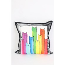 Ness Home Desenli Beyaz Süet Yastık /kırlent Kılıfı Fermuarlı 48X48 cm