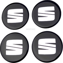 MOZOKO Kendinden Yapışkanlı Seat Logolu 56 mm Damla Baskı Jant Göbeği Seti 4 Adet