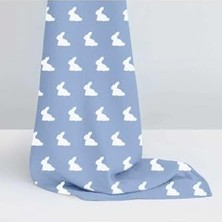 Peri Store Deux LAPINS%100 Pamuk Müslin Bebek Örtüsü, Blue Tavşan Desenli, 120X120 cm