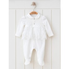 Miomini Bebe Yaka Uzun Kollu Dantel Detaylı Kız Bebek Tulum