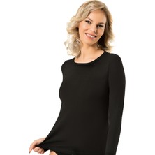 Namaldı Kadın Uzun Kol Termal Atlet Siyah Renkli Polyester Malzeme ile S Beden İçin Tasarlandı