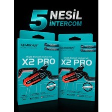 Kemborn   2Adet 2 Kişilik intercom 5. Nesil Motosiklet  Kask Bluetooth 5.3 Kulaklık Seti  interkom 1200 mt X2 Pro.
