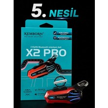 Kemborn Motosiklet Kask Kulaklık İntercom Bluetooth 5.3 İnterkom Seti X2PRO 2 Binicili 1 ADET MÜZİK PAYLAŞIM.5.NESİL