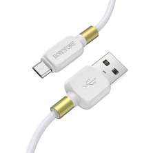 Borofone BX59 Kırılmaya Dayanıklı (Anti-Bending) 2.4A Micro USB Şarj Kablosu 1m - Beyaz
