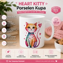 Tişört Kodu Heart Kitty Sevimli Kedi Tasarımlı Porselen Kahve Kupası