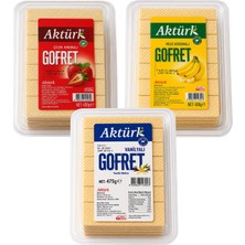 Aktürk Gofret Vanilyalı 475 gr ve Çilek ve Muz Kremalı 430 gr 3 Lü Karma Paket