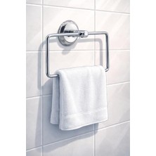 Assess Store Kare Krom Havlu Halkası Duvara Monte, Parlak Krom Kaplama Metal Banyo Havluluğu, Modern Tasarım Kare Havlu Askılığı, Lavabo Yanı Havlu Tutucu Banyo Aksesuarı