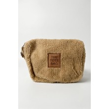 Vellamour Peluş Teddy Kadın Omuz Çantası – Yumuşak Dokulu Bej Tote Bag
