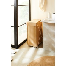 Ocean Home Textile Katlanabilir Bölmeli Beyaz Metal Destekli Naturel Jüt Düzenleyici Çamaşır Sepeti 44x29x70 cm