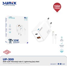 E-Kervan Sunix 35W Akıllı Şarj ve Gan Teknolojisi İphone Lighting iphone 8/9/10/11/12/13/14 Serisi için Özel Orjinal Ce Lisanslı Şarj Cihazı Yeni Nesil Son Teknoloji Şarj Cihazı