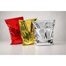 Aybaş Kağıtçılık Metalik Hediye Poşeti Seti, Altın, Gümüş, Kırmızı 3'lü Kombin, Bantlı / Yapışkanlı Karışık Renkli Parlak Hediye Paketi 25X35 cm (30 Adet )