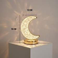 Ozcmax Hilal Ay Model Kristal LED Masa Lambası – Dokunmatik, 3 Renk Işık Modlu, Şarjllı Mini Dekoratif Gece Lambası