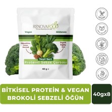 RENOVAFOOD Proteinli Brokoli Sebze Çorbası Glutensiz Vegan Organik Buğday Çimi 40g x 8