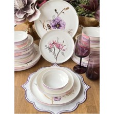 sembol Purple Rose Bone China 24 Parça Yemek Takımı