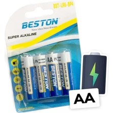 Beston Uzun Ömürlü ve Güçlü Alkalin Kalem Pil Aa 4'lü Kart Bst-Lr6-Bp4