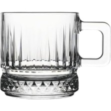Peri Store 6'lı Kristal Desenli Cam Kulplu Bardak Seti, Şeffaf, Kesim Taban, ve Soğuk Içecekler Için, Modern Tasarım, Bulaşık Makinesinde Yıkanabilir