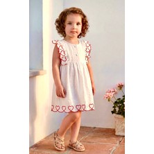 Cooll Bebek Kız Çocuk Pamuklu Kalp Desenli Elbise
