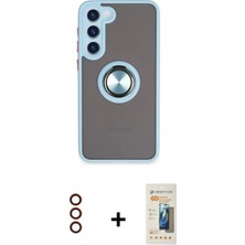 Marsilyan™- Galaxy S23 Plus Kılıf Yörünge Çizgi - Siyah 6d Mat Seramik Hayalet Nano Ekran Koruyucu + Metal Kamera Lens - Kı
