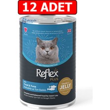 Reflex Plus Alabalıklı ve Ton Balıklı Yetişkin Kedi Konserve 400 gr 12 AdetPremium Kalite Jöle İçinde