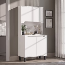 Roomart Defne Kahve Köşesi, Çok Amaçlı Dolap, 4 Kapaklı Kiler Dolabı, Mutfak Dolabı 90 cm