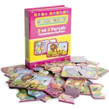 DIYTOY Dıy Toy Okul Öncesi Hayvanlar 2 ve 3 Parçalı Tamamlama Kartları (2 Adet)